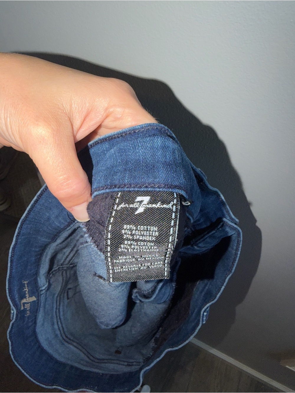 7 For All Mankind Dark Blue Denim Rolled Cuff Shorts - Picture 3 of 6